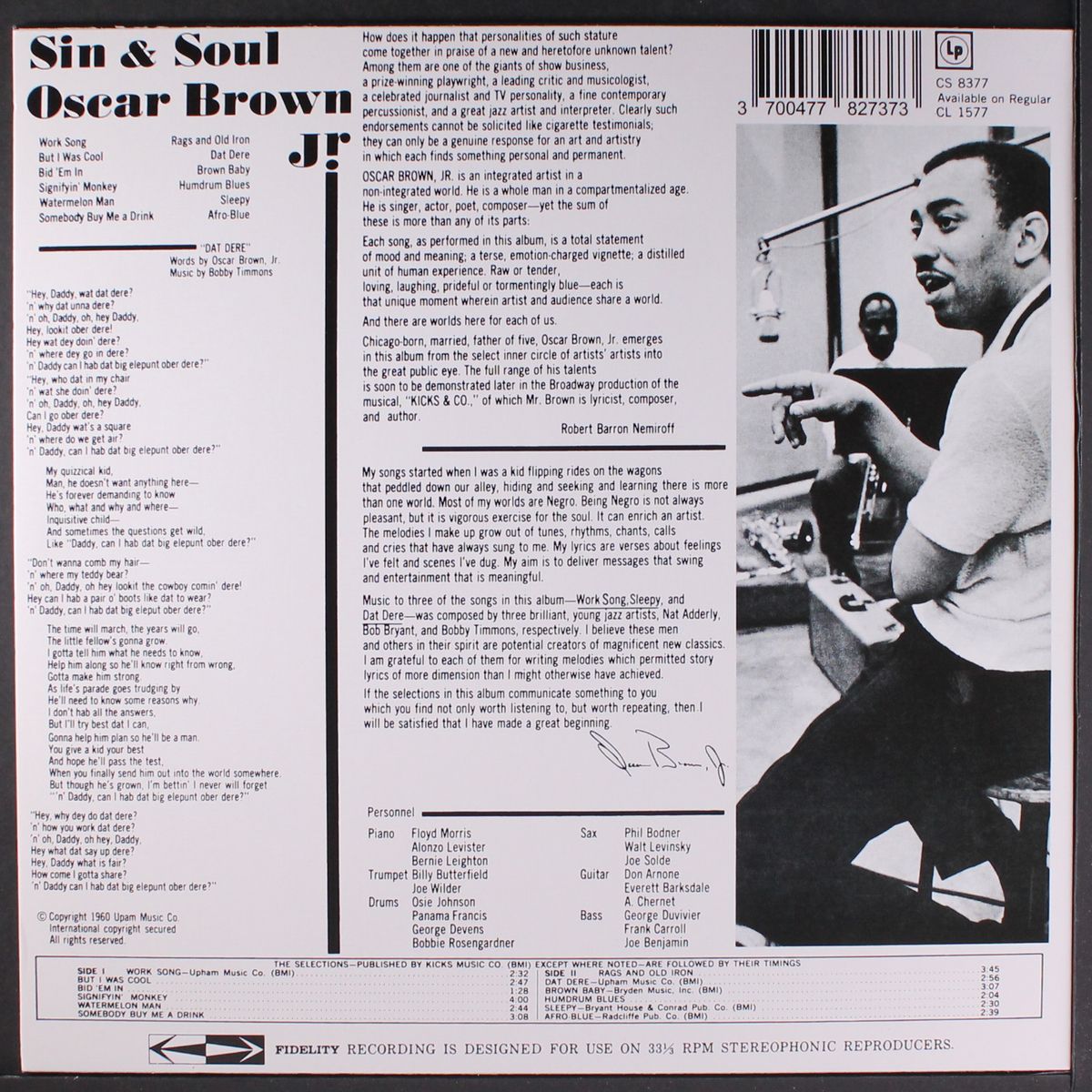 sin & soul by OSCAR BROWN, JR.