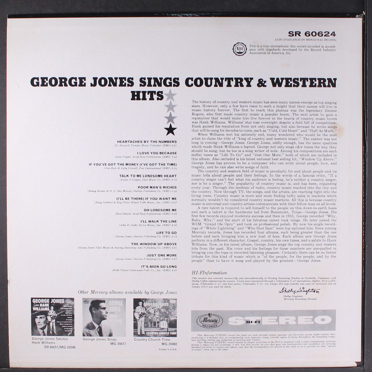 sings country & western hits by GEORGE JONES