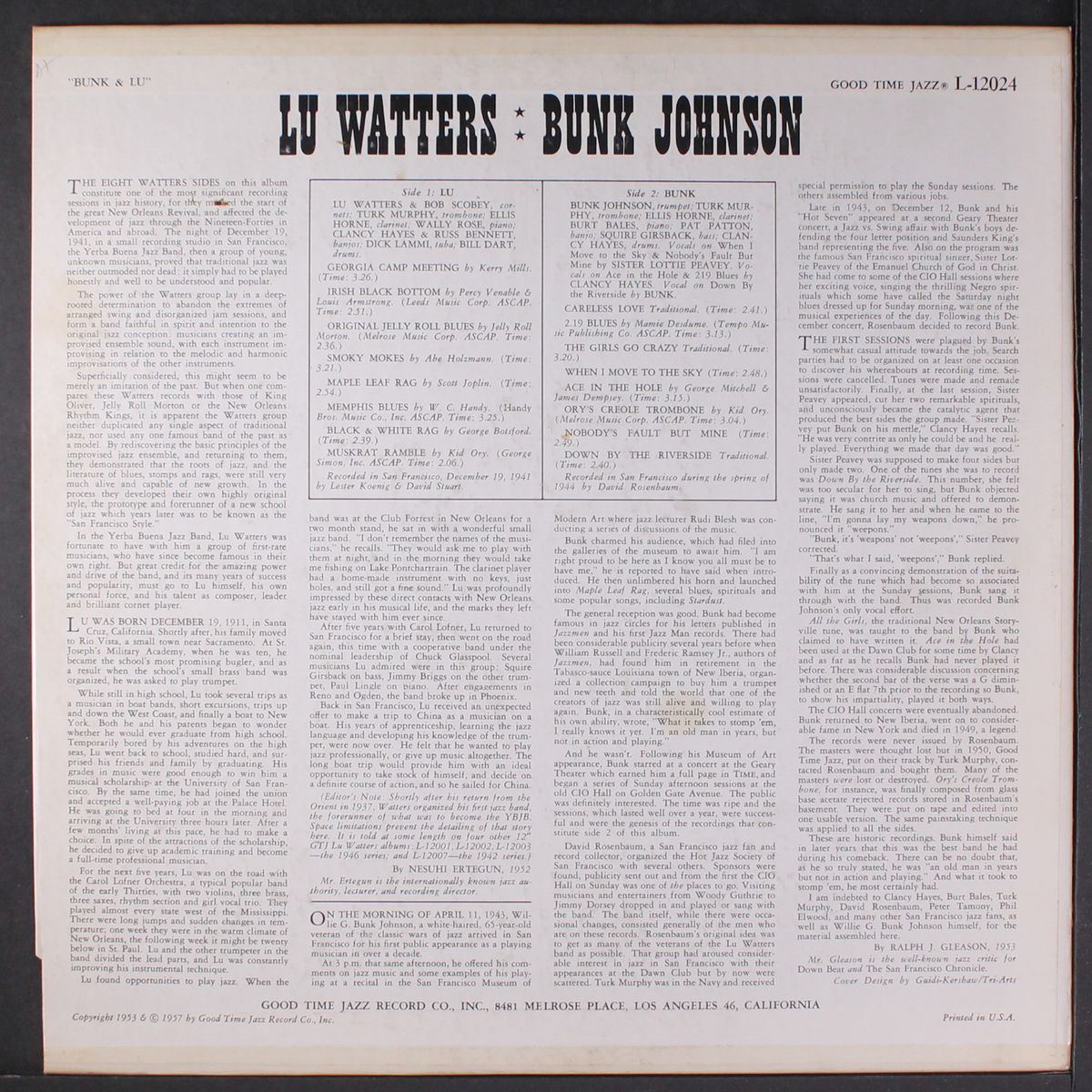 bunk & lu by BUNK JOHNSON & LU WATTERS