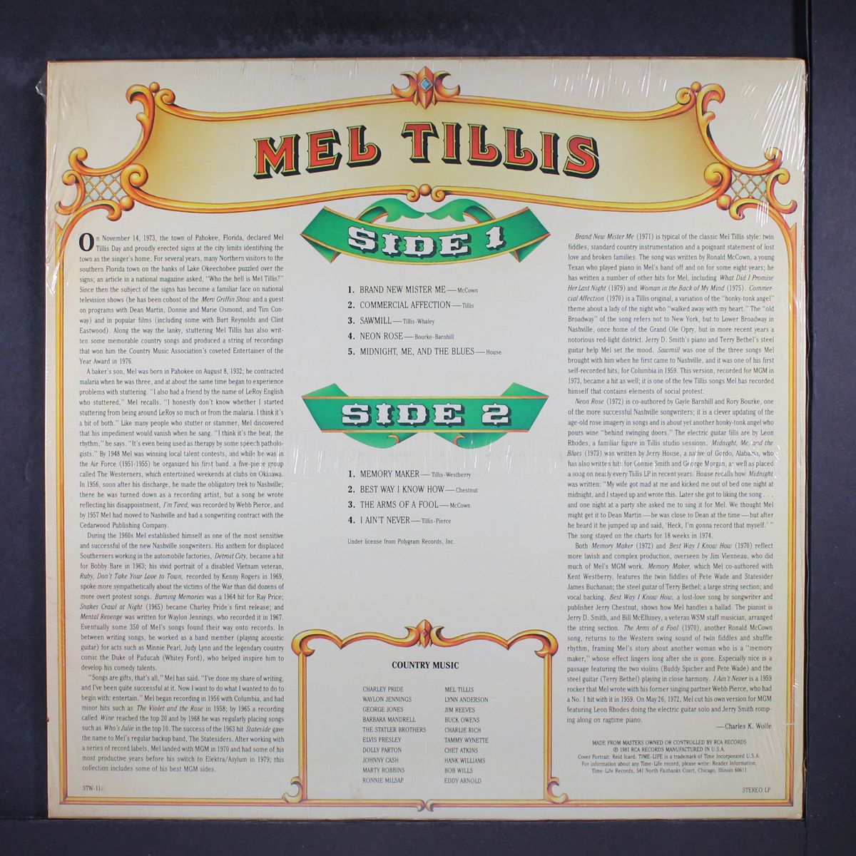 country music by MEL TILLIS