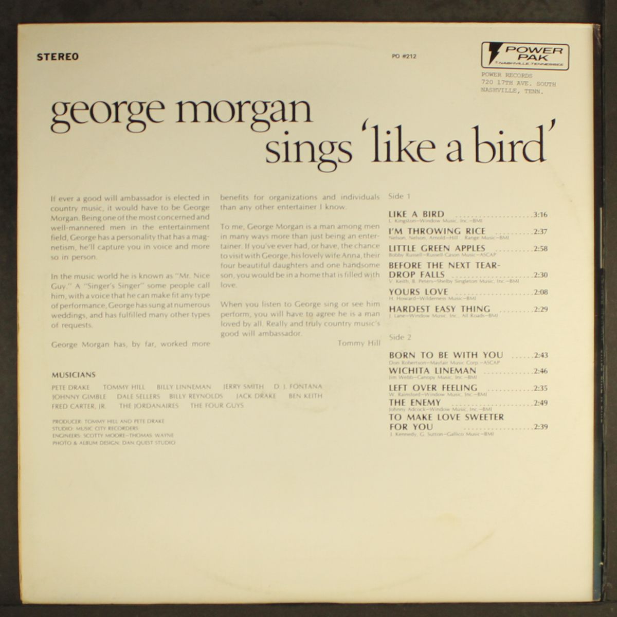 sings like a bird by GEORGE MORGAN