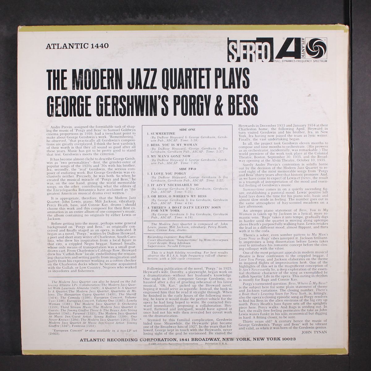plays george gershwin's porgy and bess by MODERN JAZZ QUARTET