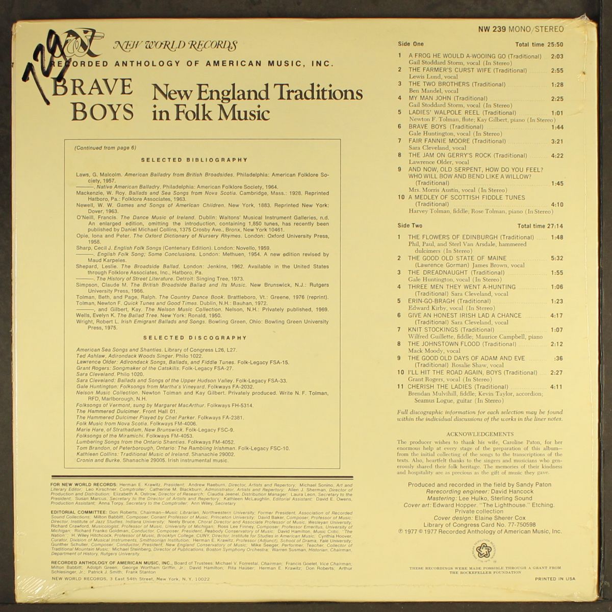 brave boys, new england traditions in folk music by VARIOUS