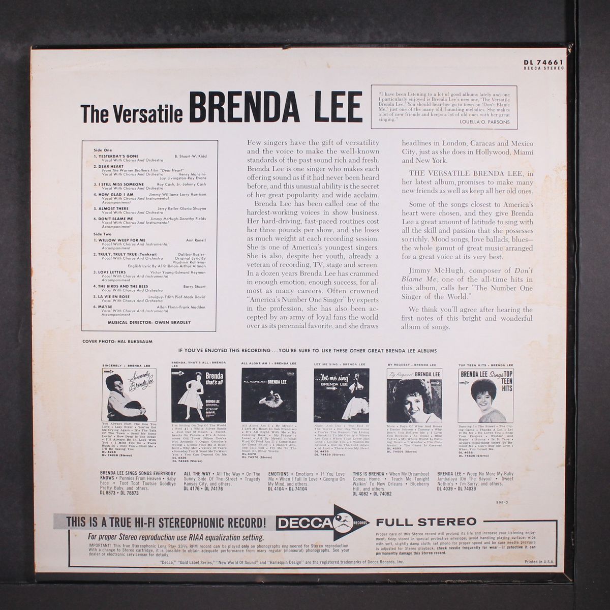 the versatile brenda lee by BRENDA LEE