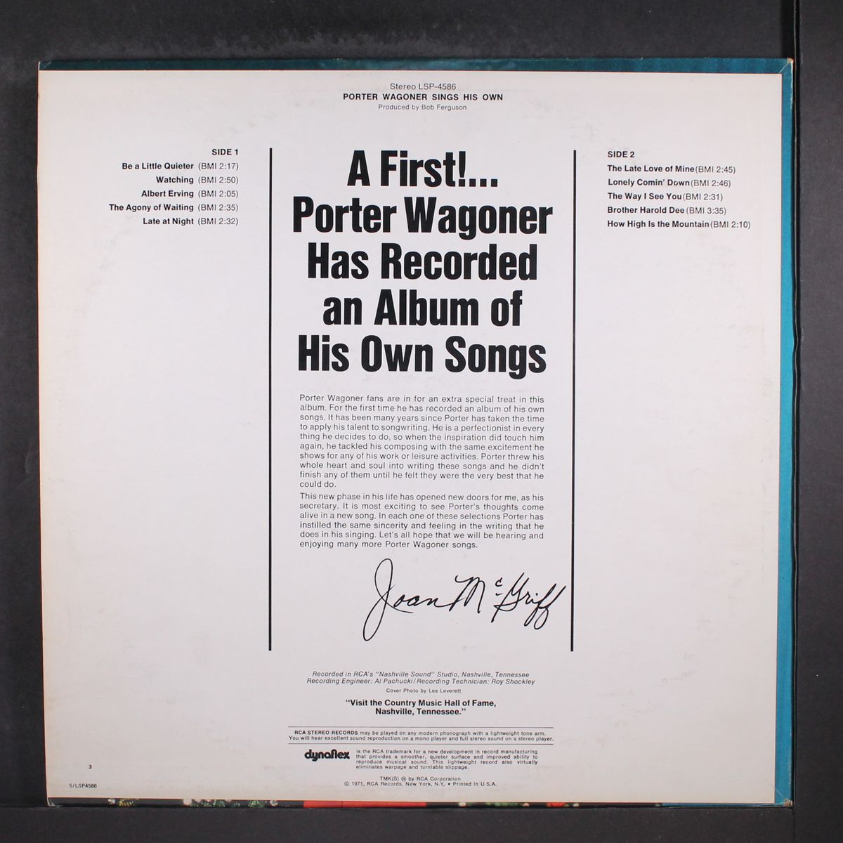 sings his own by PORTER WAGONER