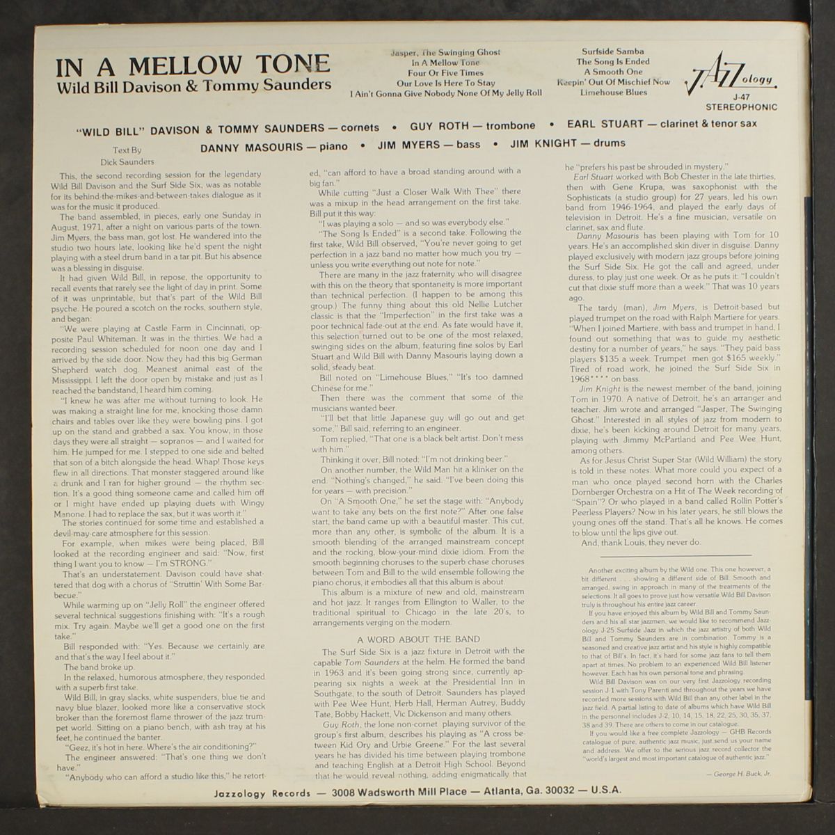in a mellow tone by WILD BILL DAVISON