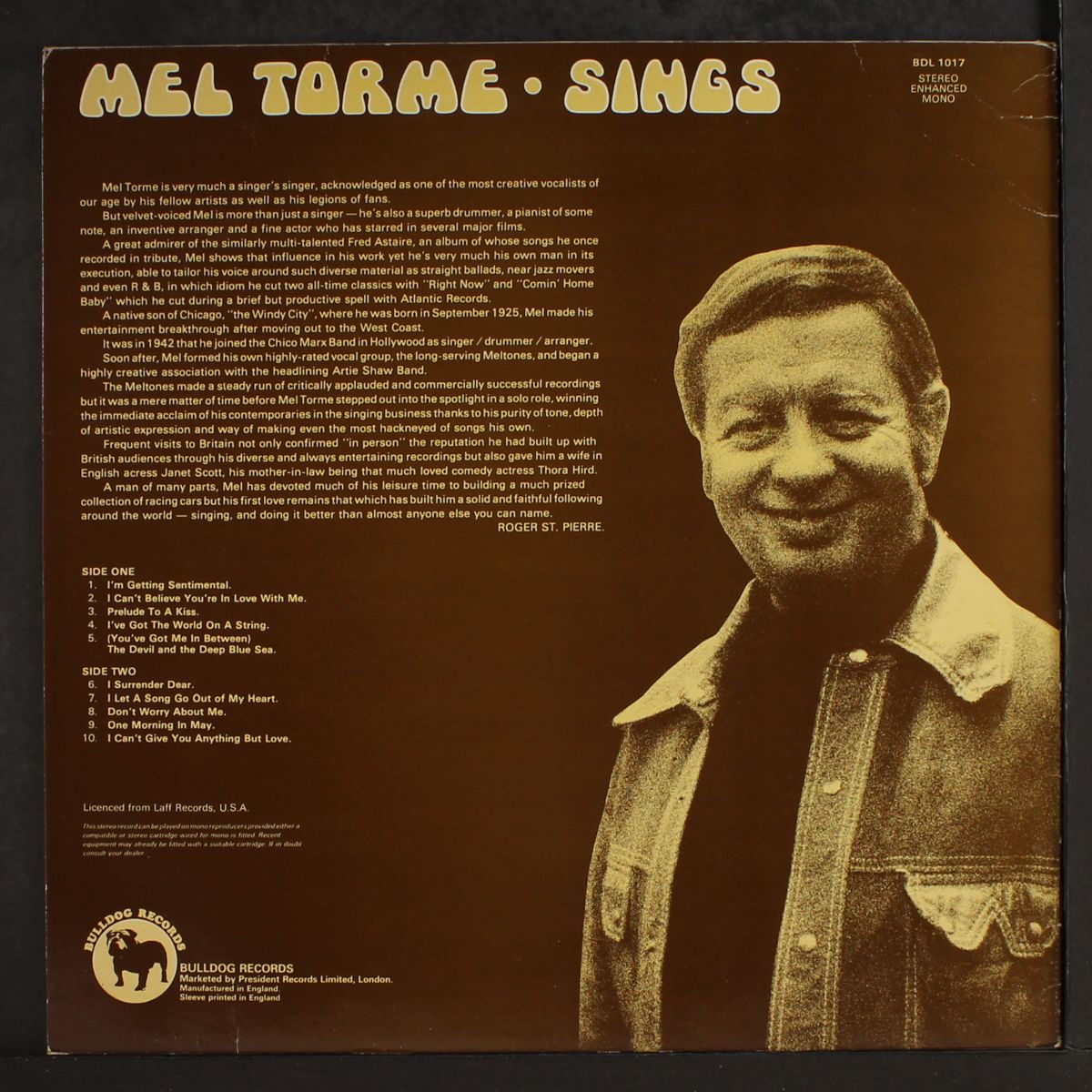 sings by MEL TORME