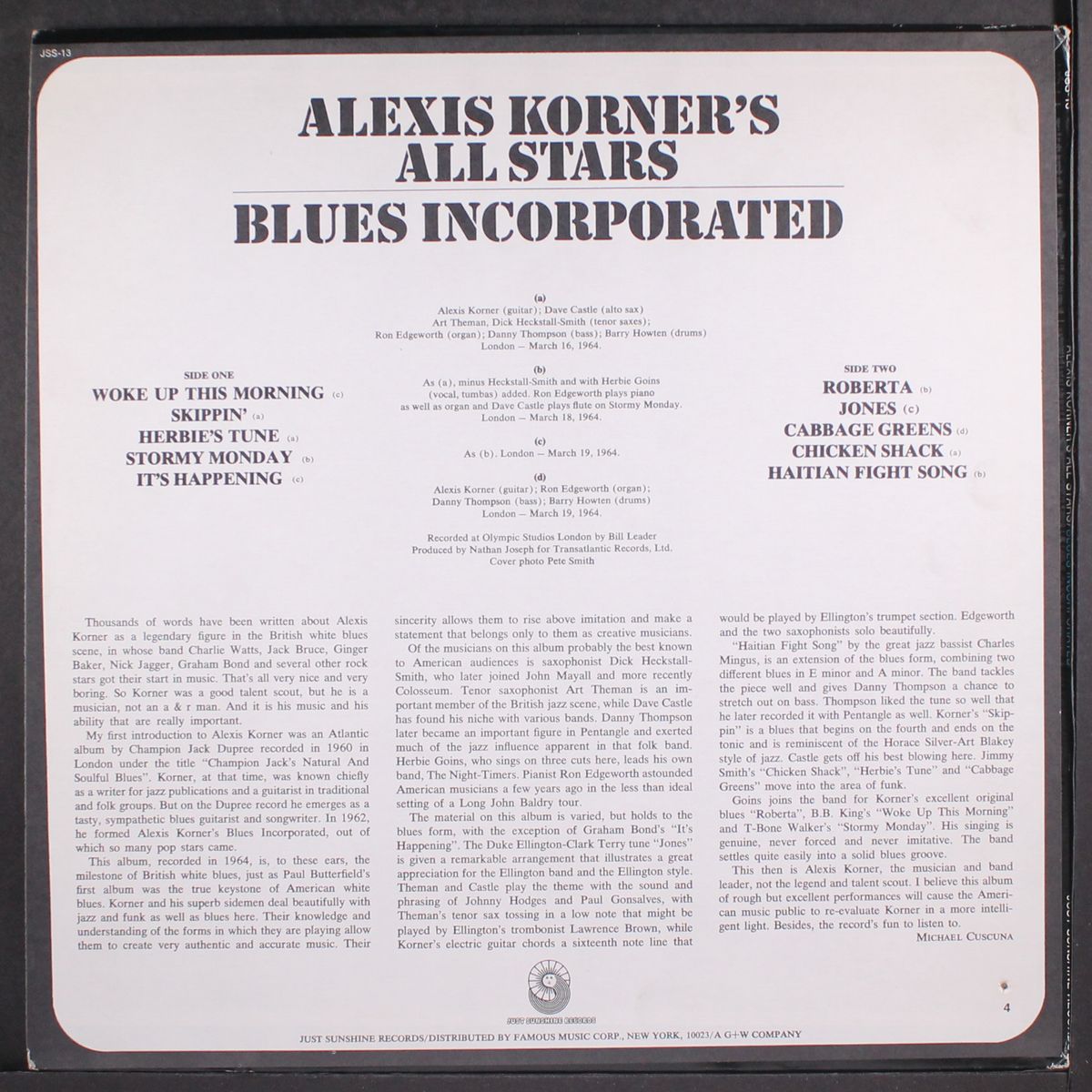 blues incorporated by ALEXIS KORNER'S ALL STARS
