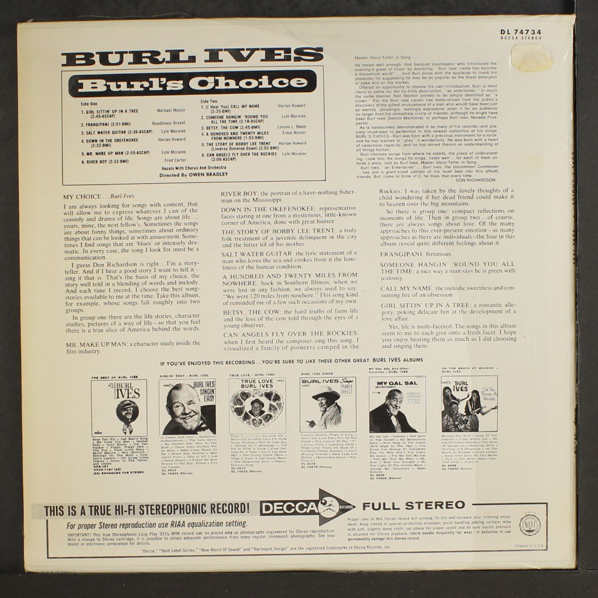 burl's choice by BURL IVES
