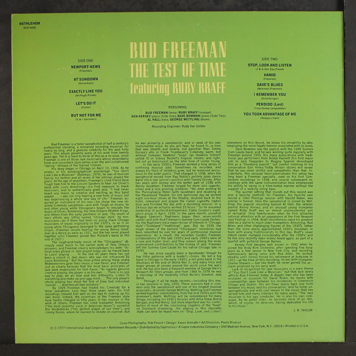 the test of time by BUD FREEMAN