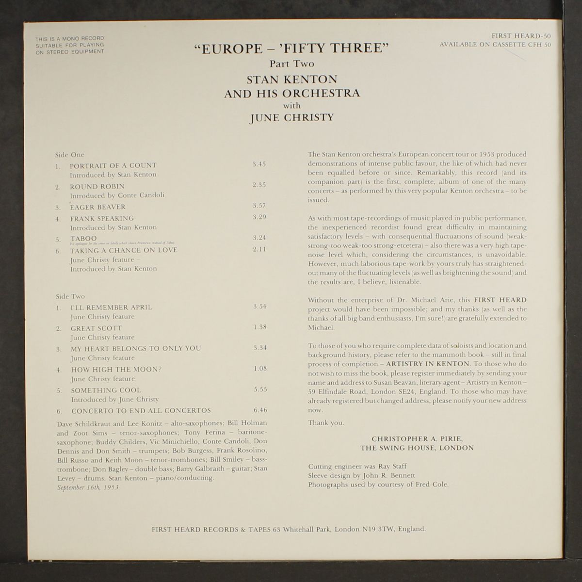 europe '53, part 2 by STAN KENTON