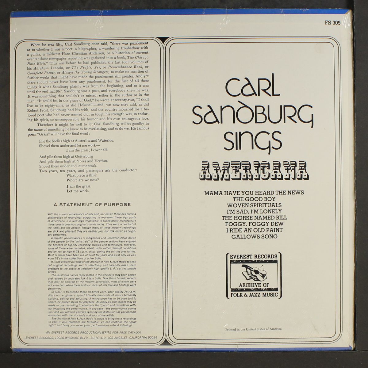 sings americana by CARL SANDBURG