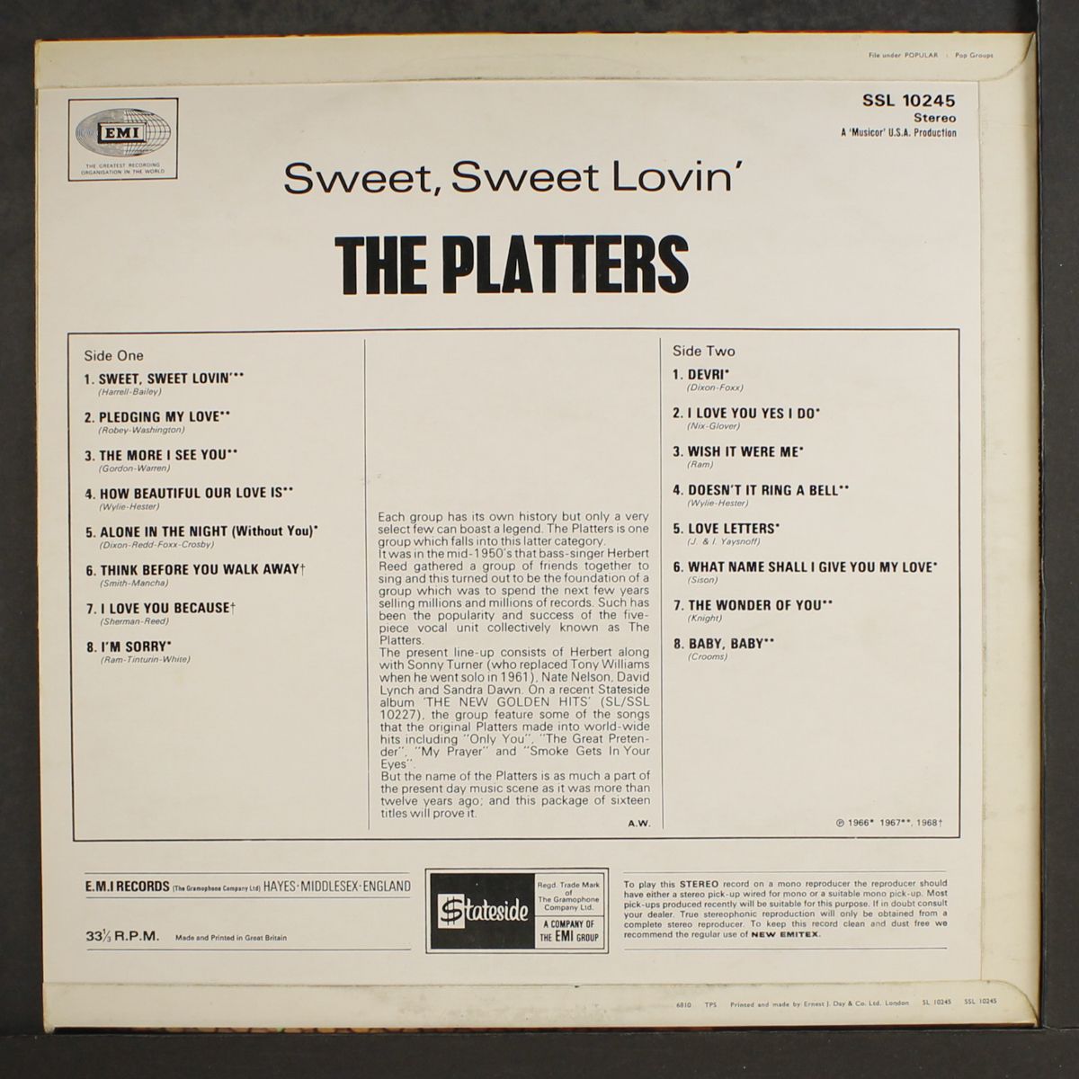 sweet, sweet lovin' by PLATTERS