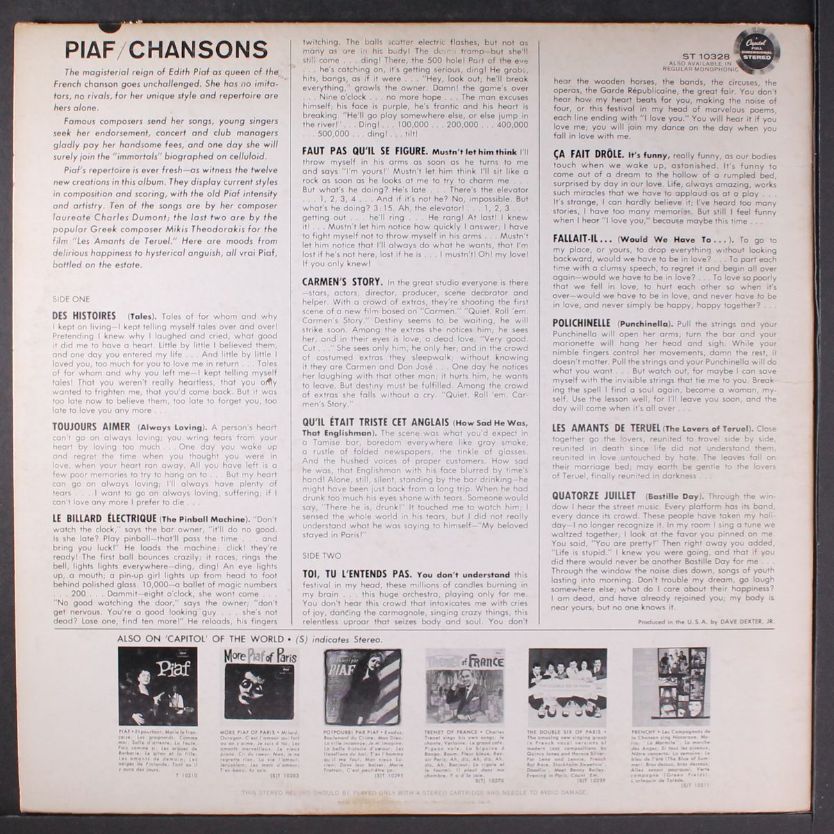 piaf chansons by EDITH PIAF