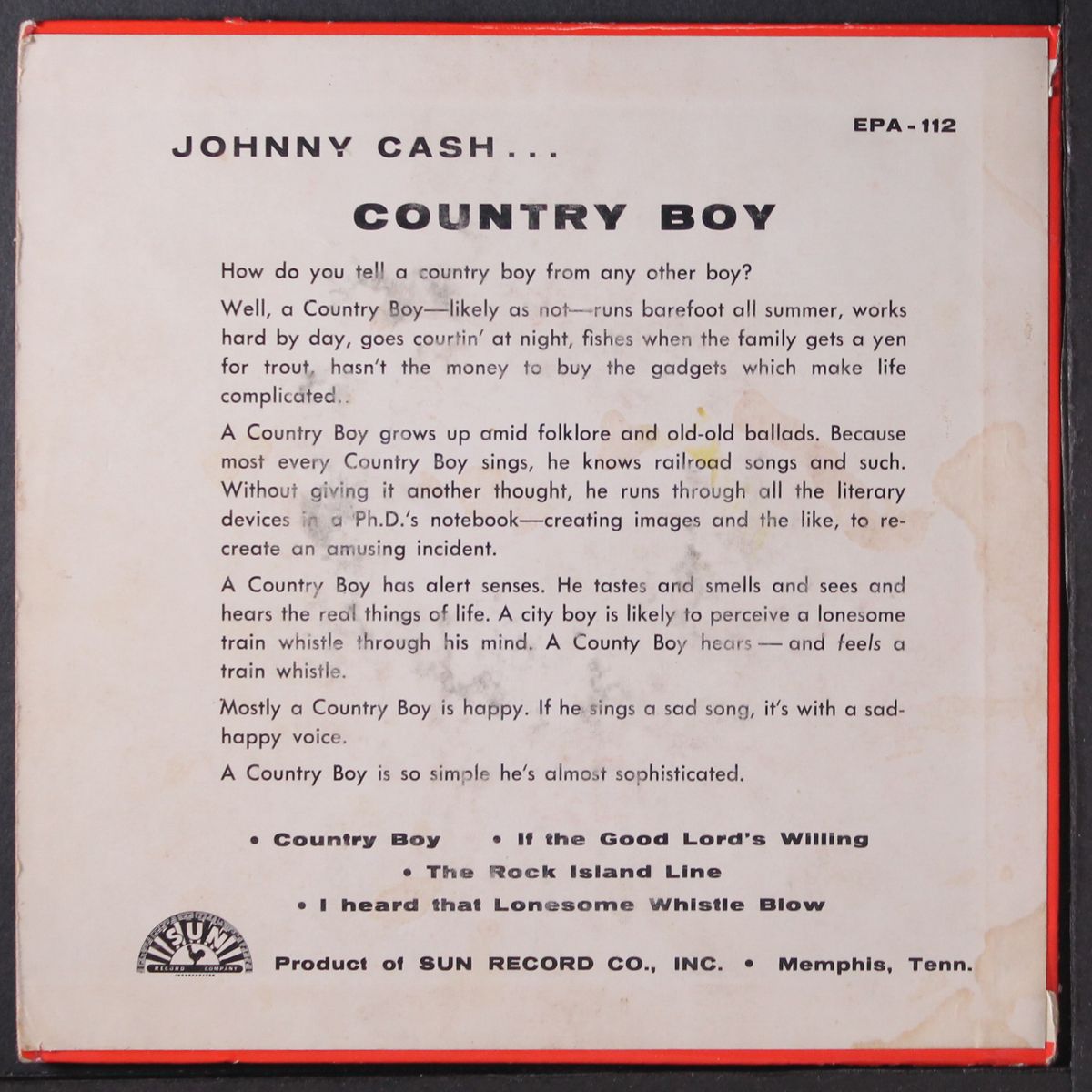 country boy by JOHNNY CASH
