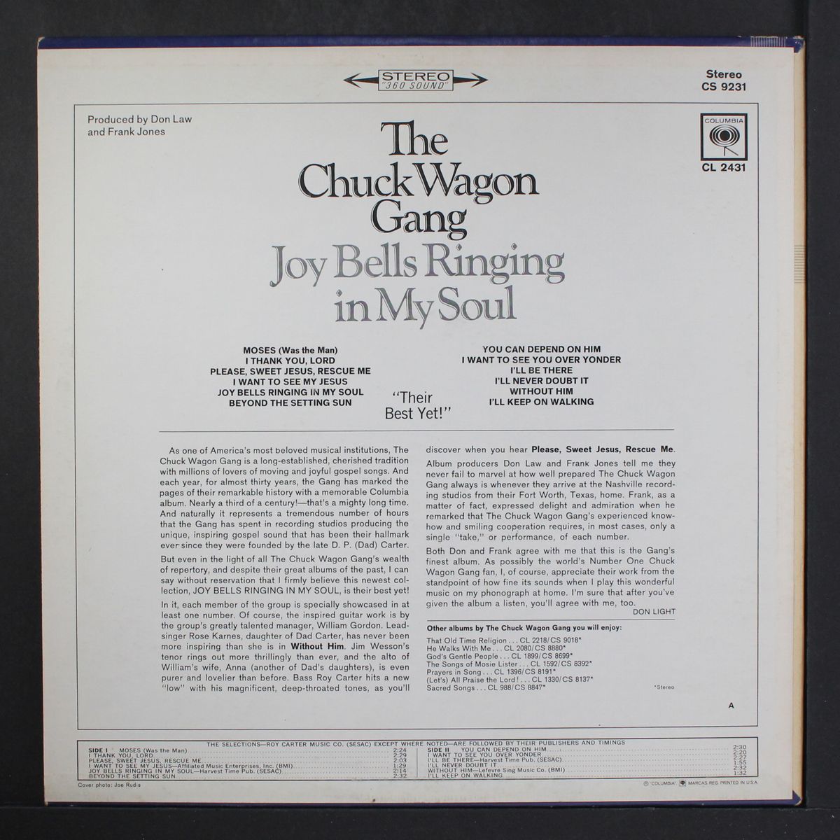 joy bells ringing in my soul by CHUCK WAGON GANG