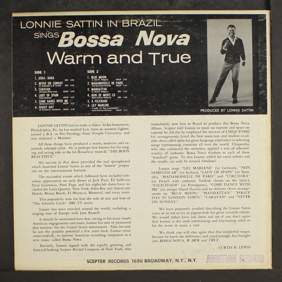 sings bossa nova, warm and true by LONNIE SATTIN