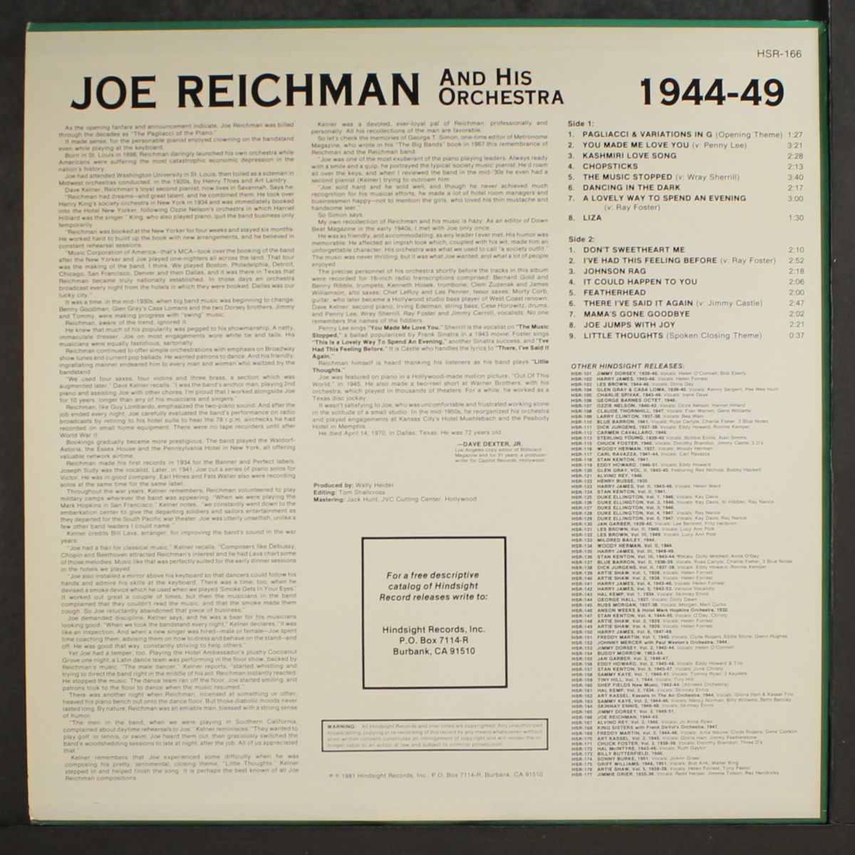 the uncollected 1944-49 by JOE REICHMAN
