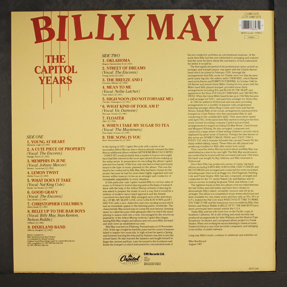 the capitol years by BILLY MAY
