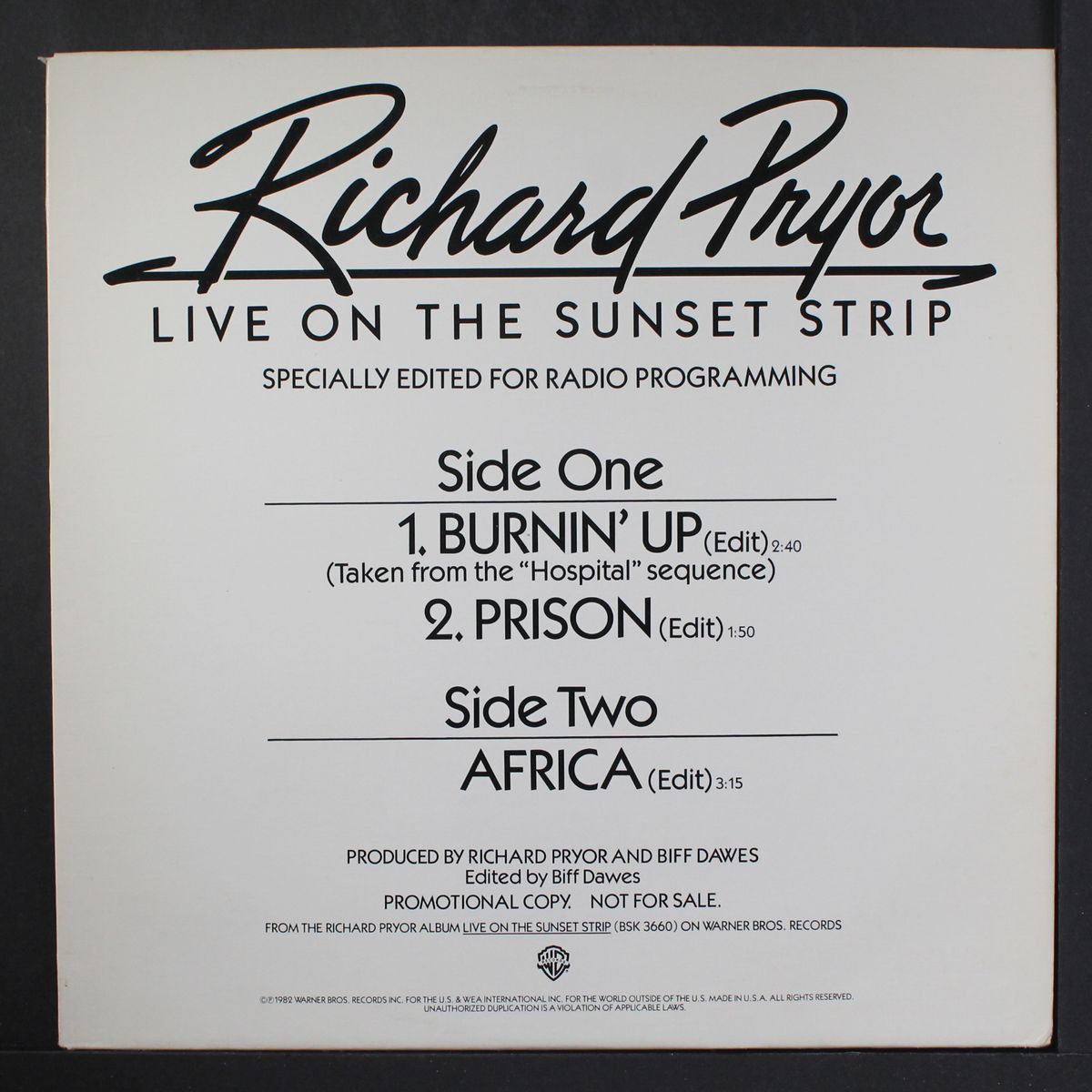 burnin' up, prison / africa by RICHARD PRYOR