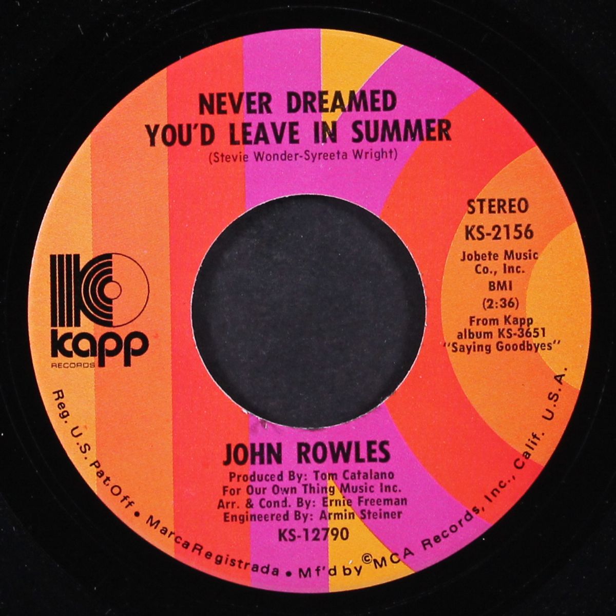 never dreamed you'd leave in summer by JOHN ROWLES
