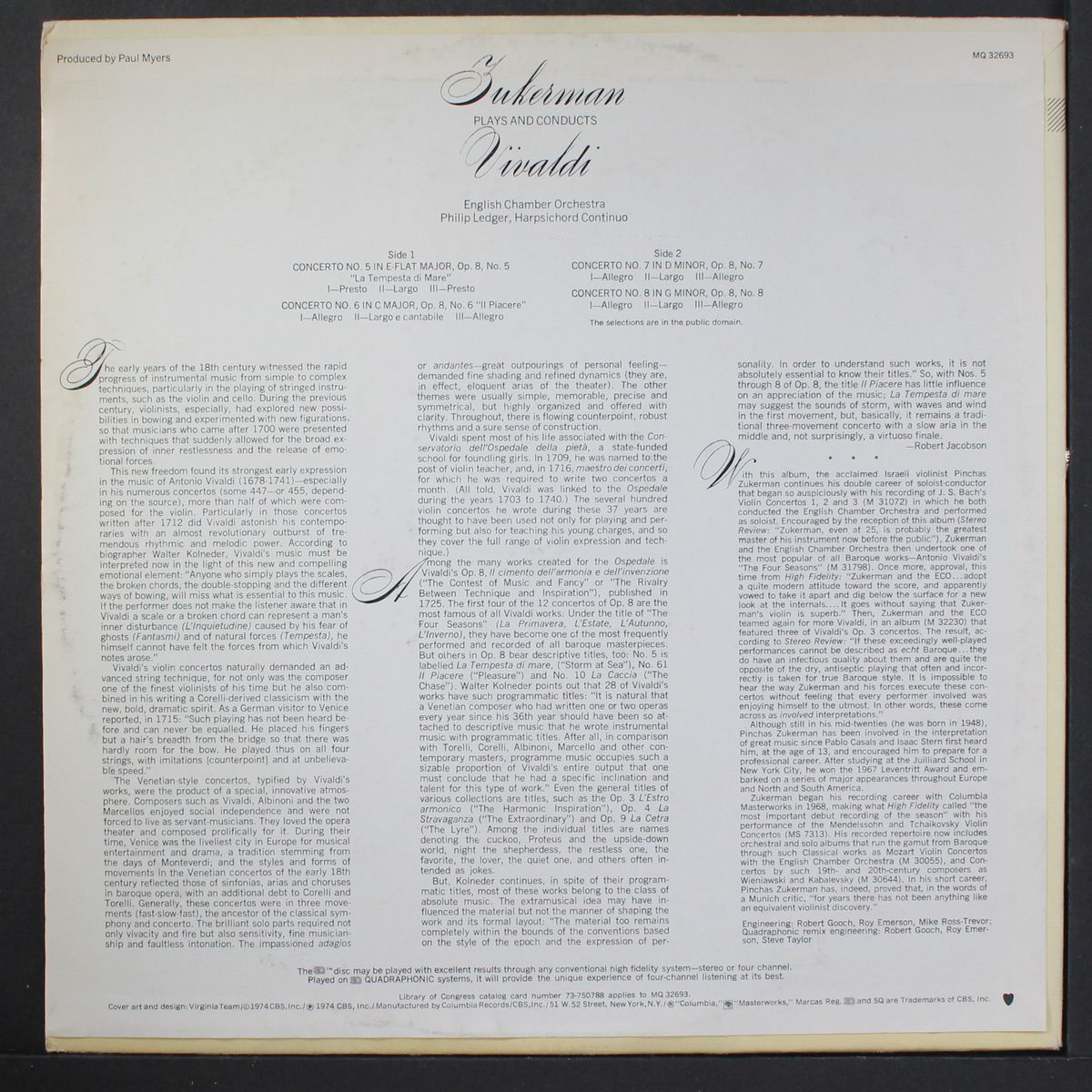 vivaldi: concerti op 8, 5-8 by PINCHAS ZUKERMAN