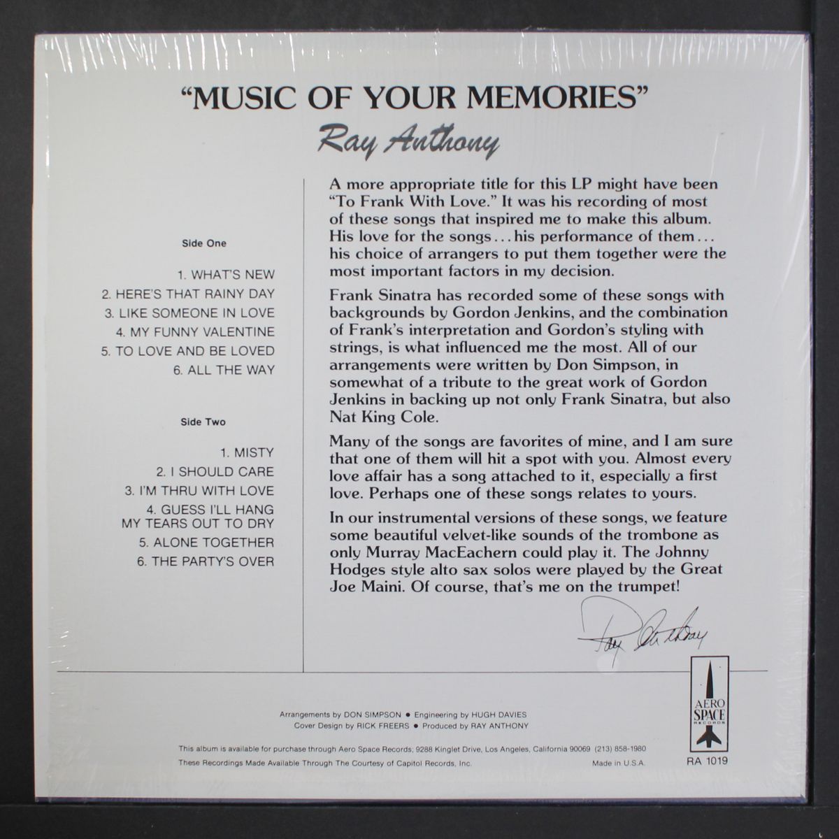 music of your memories by RAY ANTHONY