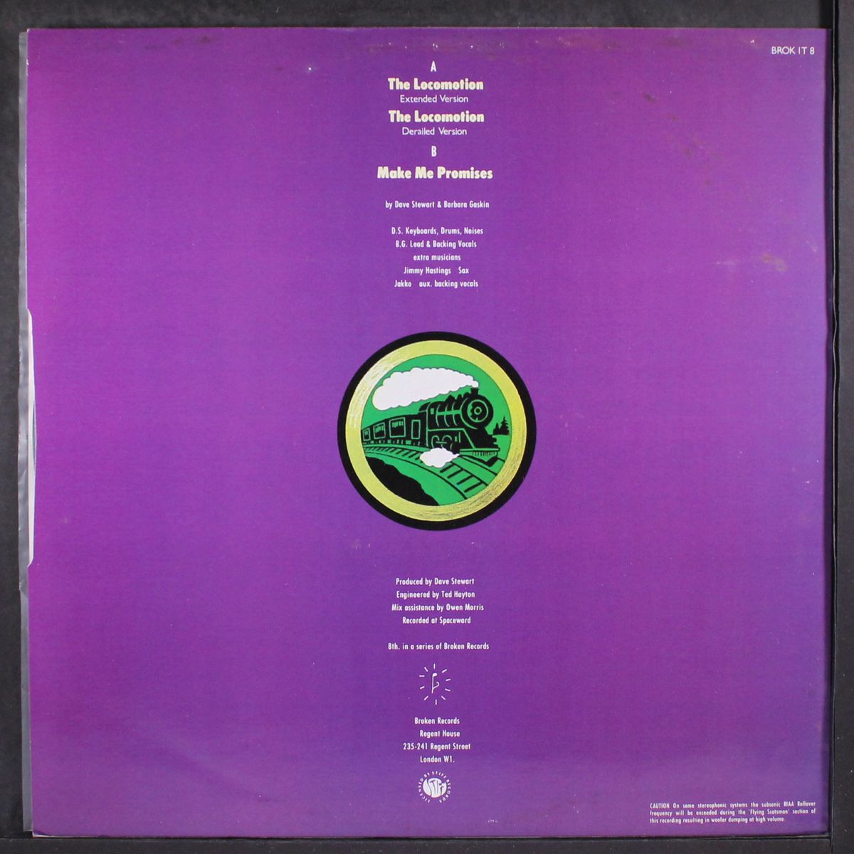 the locomotion (extended) / (derailed version) / make me promises by DAVE STEWART & BARBARA GASKIN