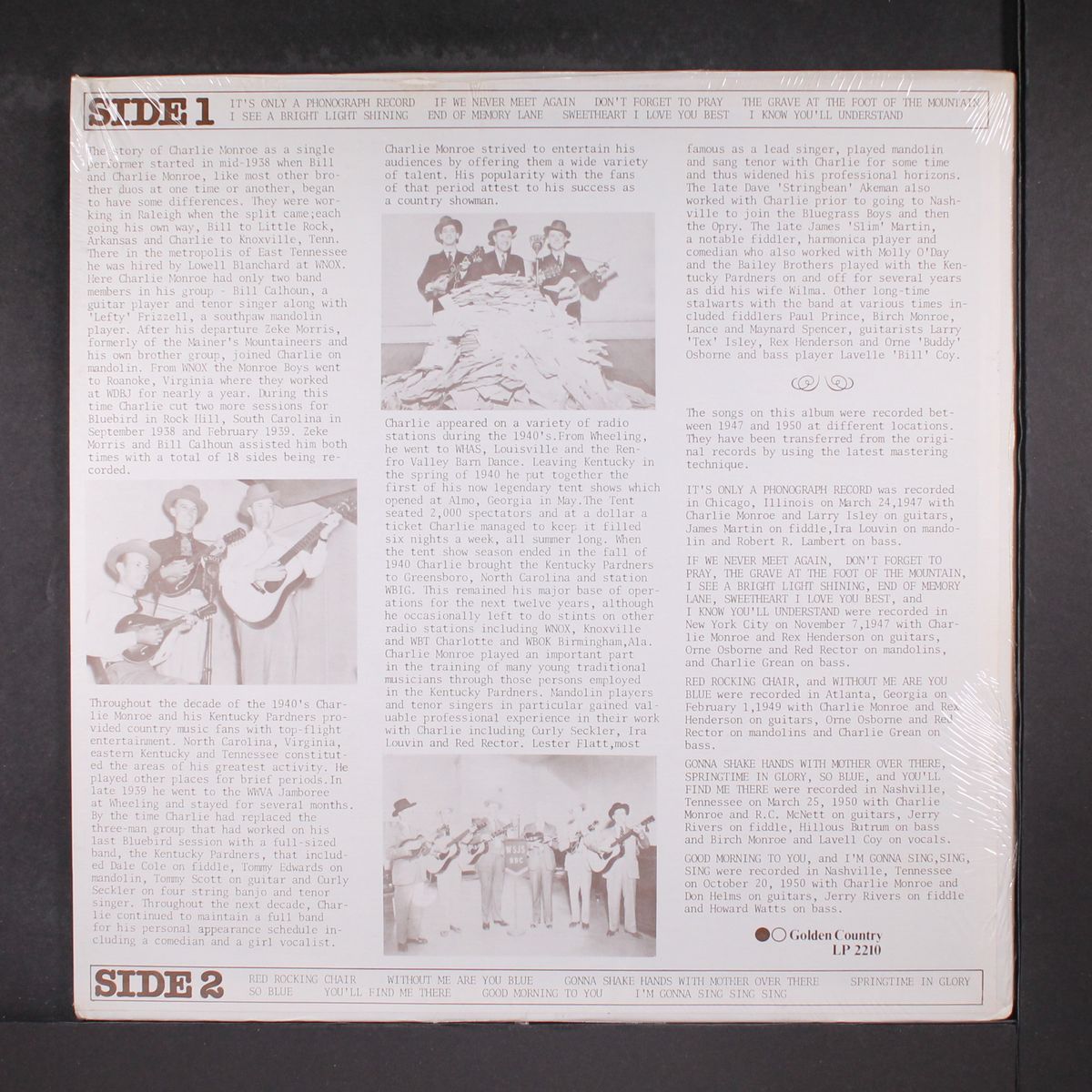 souvenir songbook by CHARLIE MONROE
