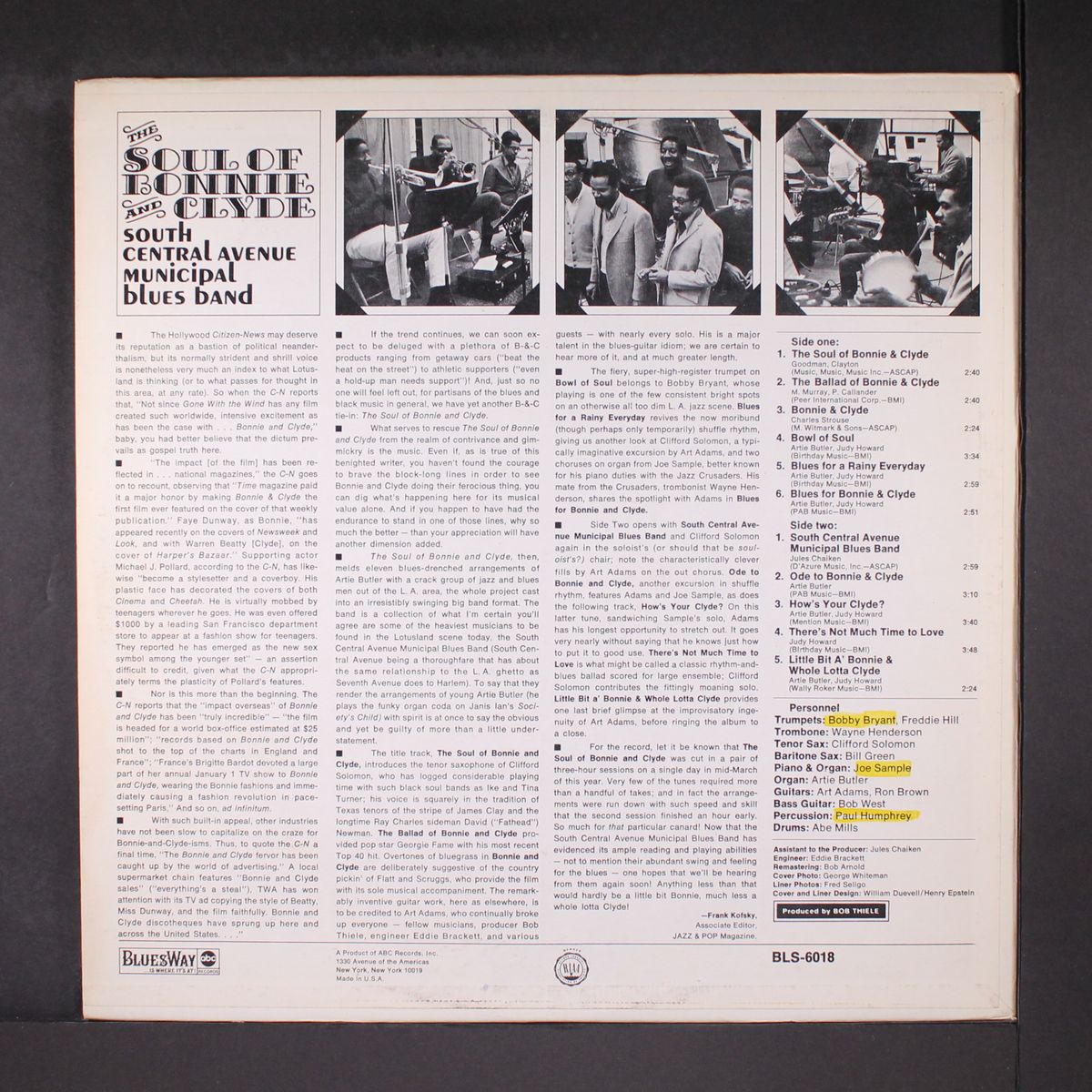the soul of bonnie and clyde by SOUTH CENTRAL AVENUE MUNICIPAL BLUES BAN