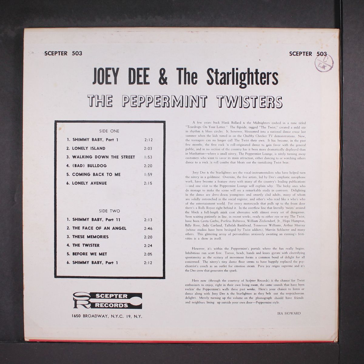 the peppermint twisters by JOEY DEE & STARLIGHTERS