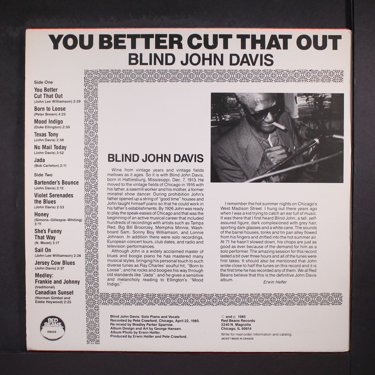 you better cut that out! by BLIND JOHN DAVIS