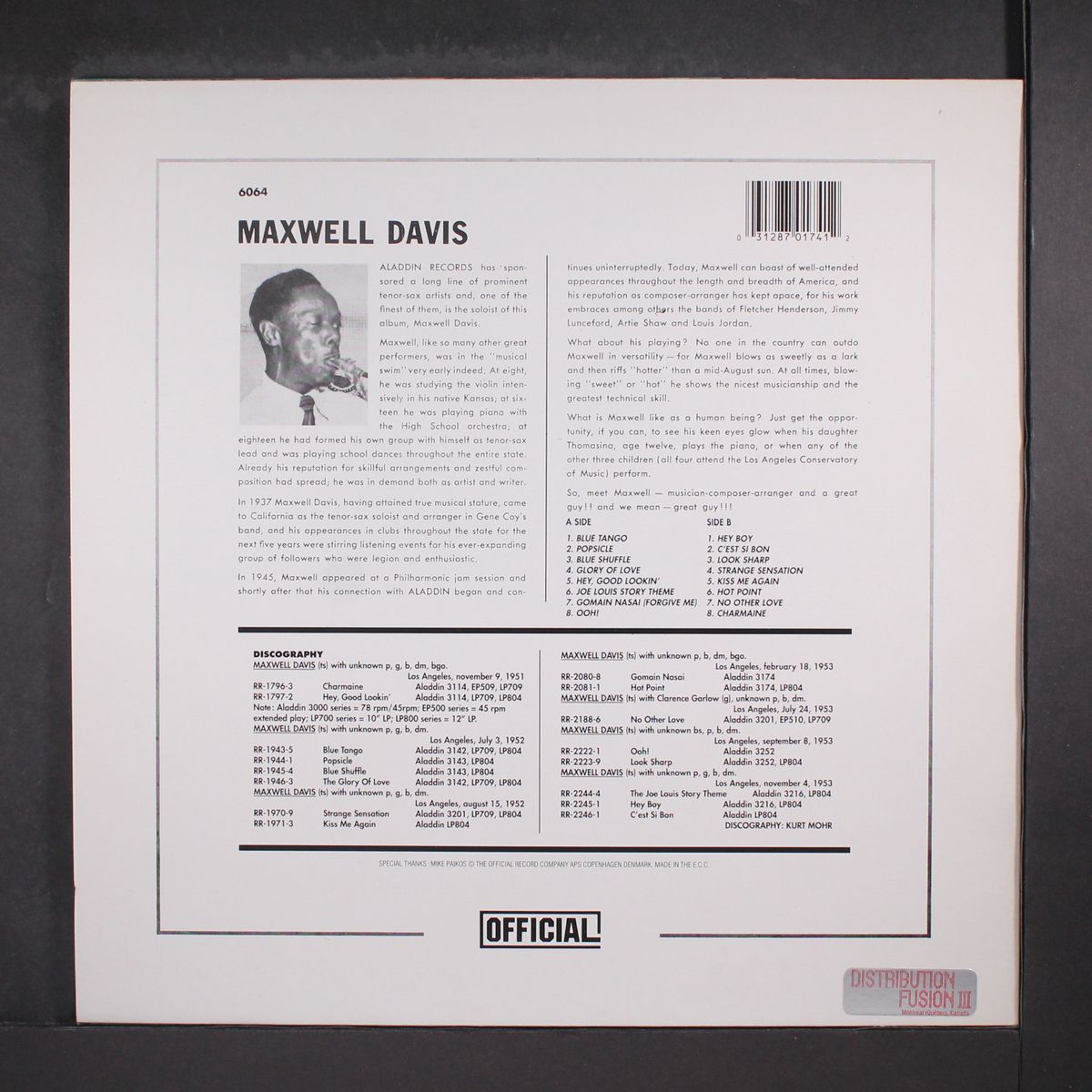 and his tenor sax by MAXWELL DAVIS