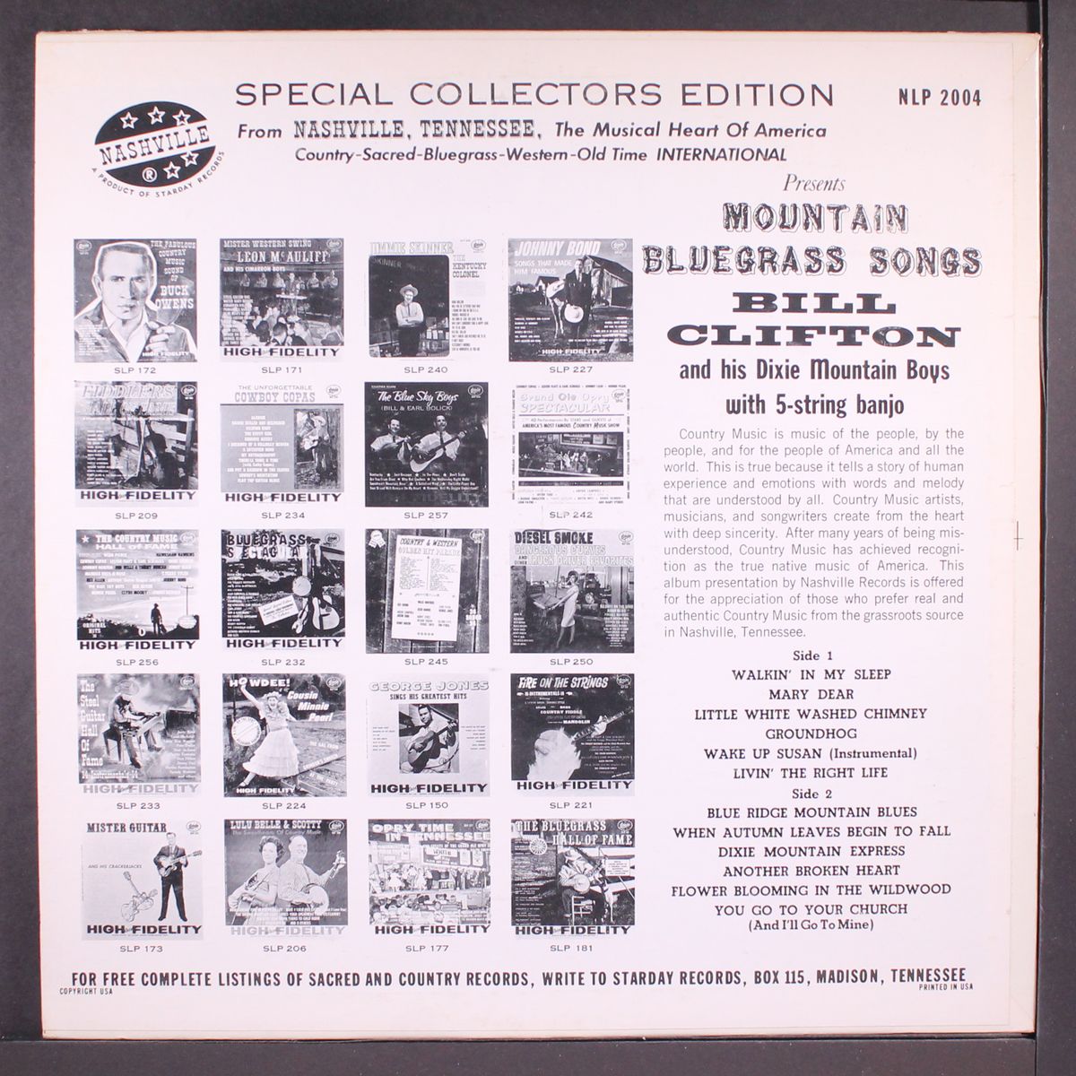 mountain bluegrass songs by BILL CLIFTON & DIXIE MOUNTAIN BOYS
