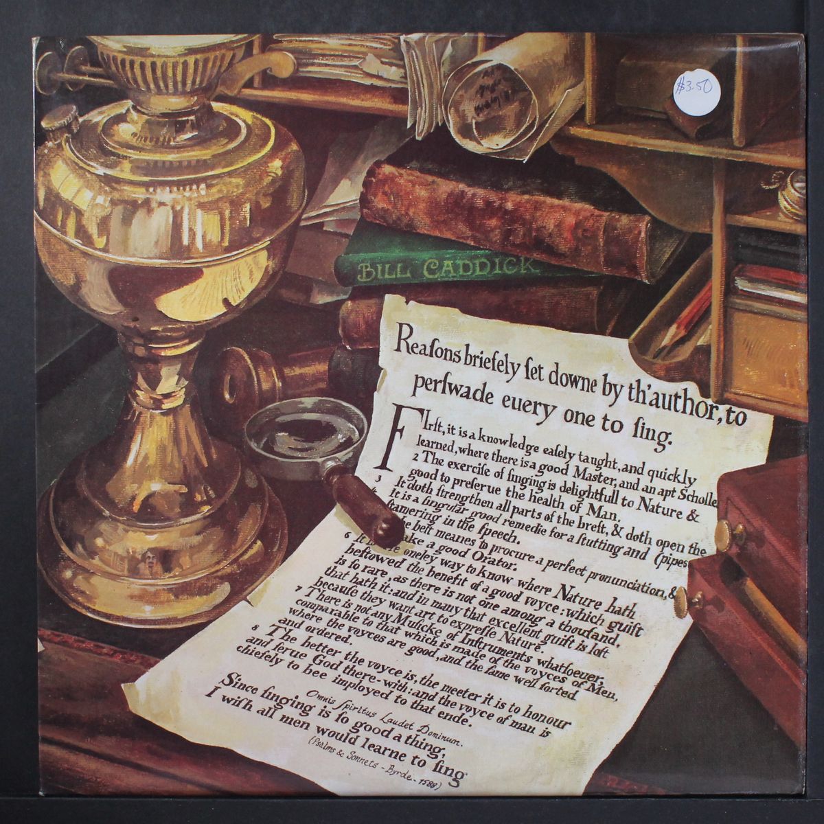 reasons briefly set down by th' author to perswade every one to sing by BILL CADDICK