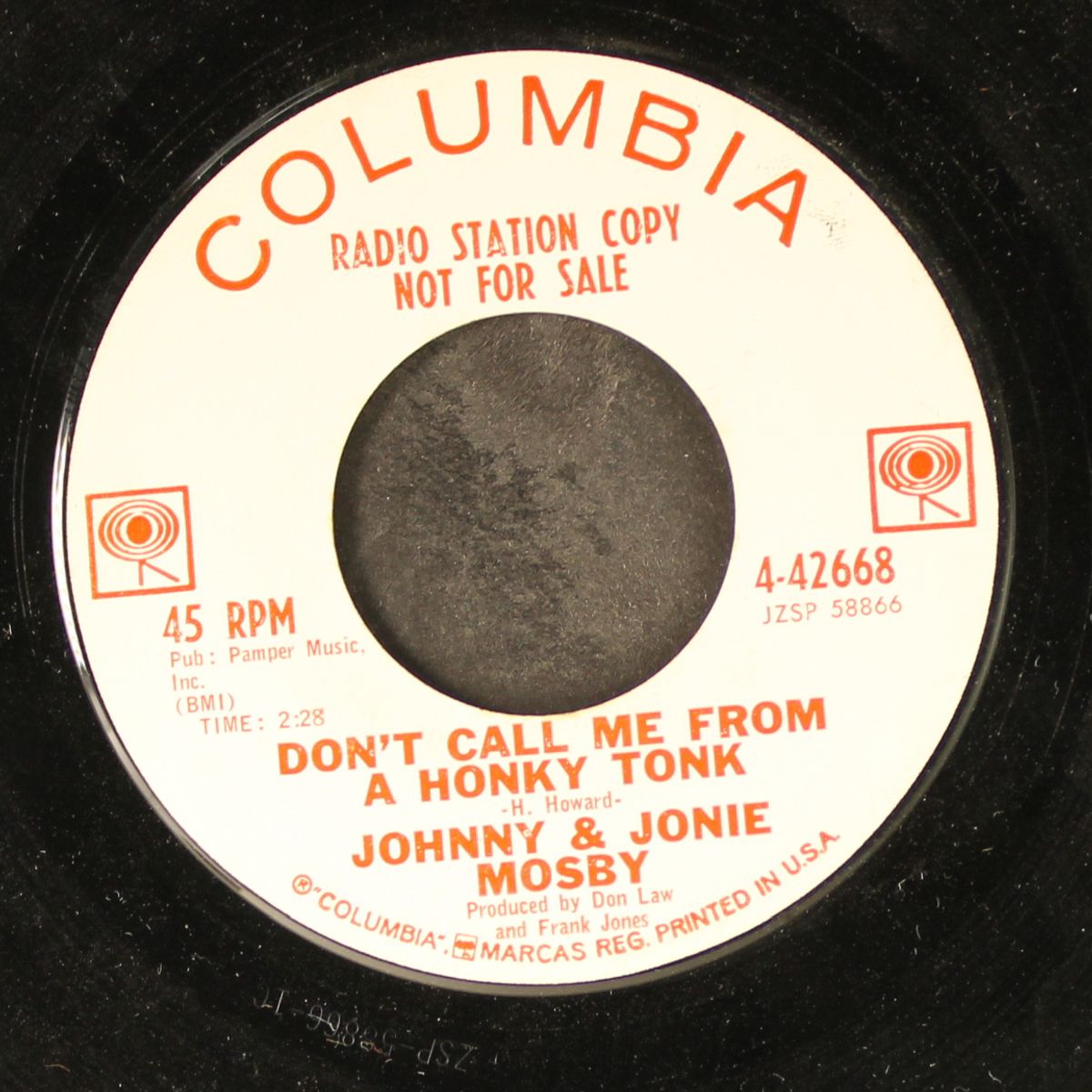 don't call me from a honky tonk by JOHNNY & JONIE MOSBY