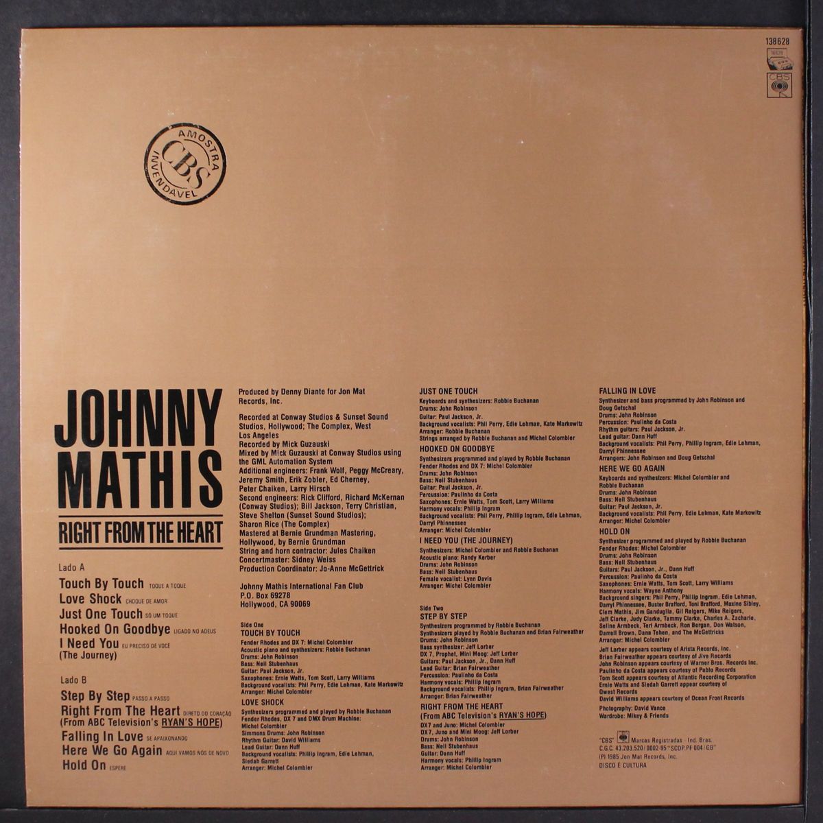 right from the heart by JOHNNY MATHIS