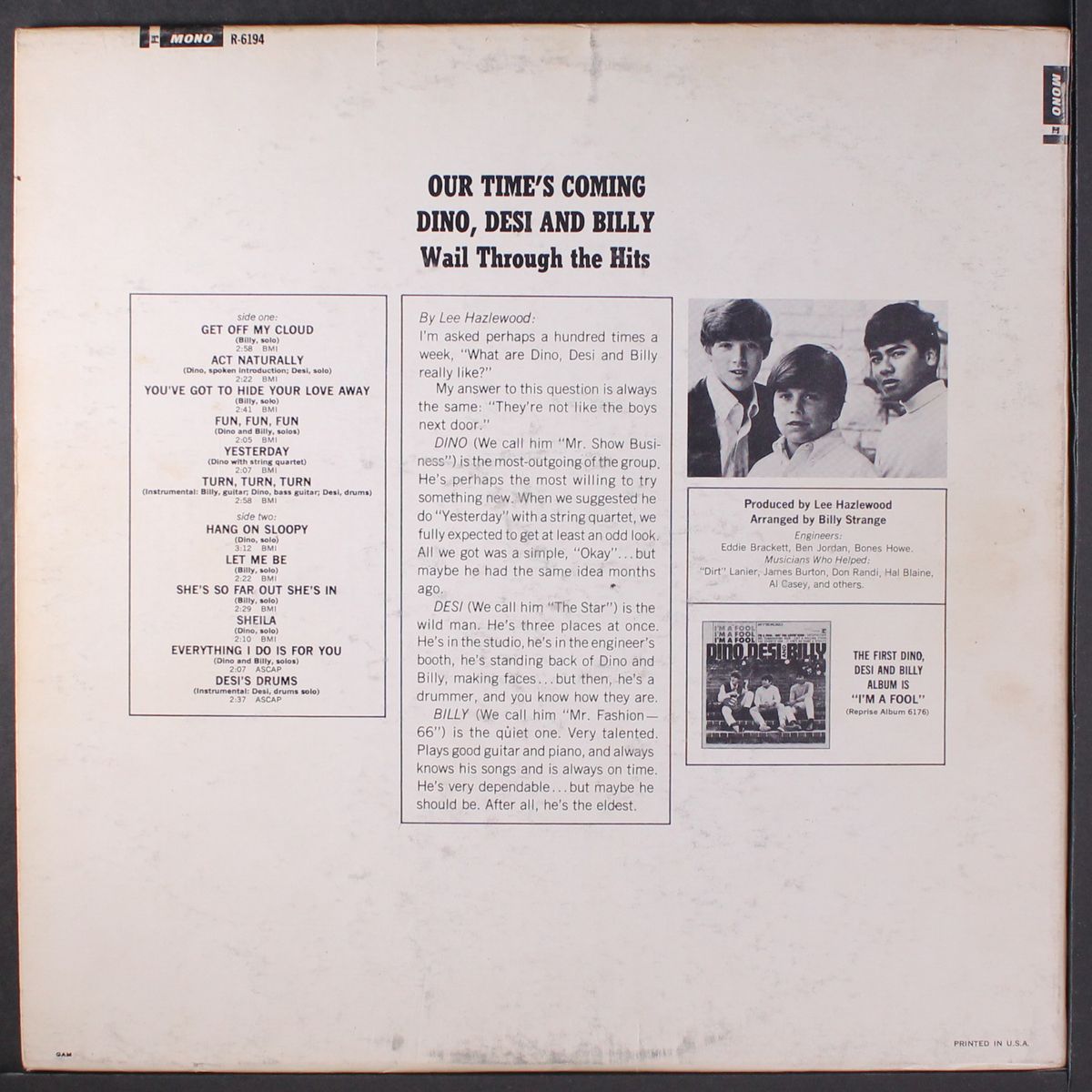 our time's coming by DINO, DESI & BILLY