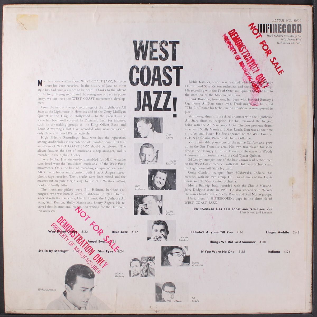 west coast jazz in h ifi by BILL HOLMAN