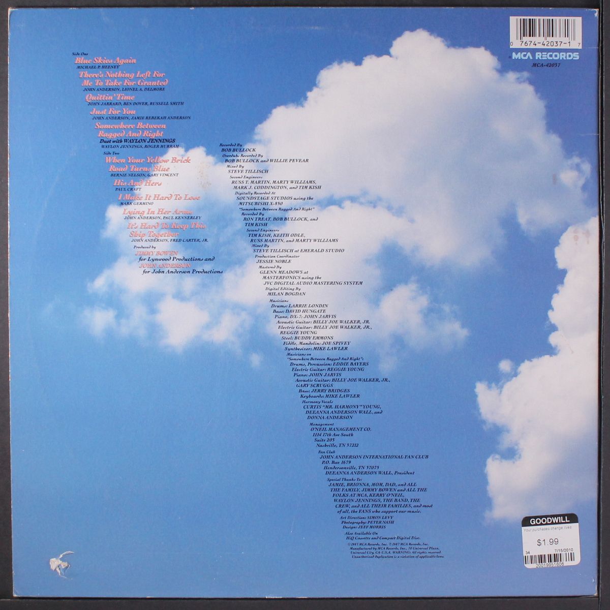 blue skies again by JOHN ANDERSON