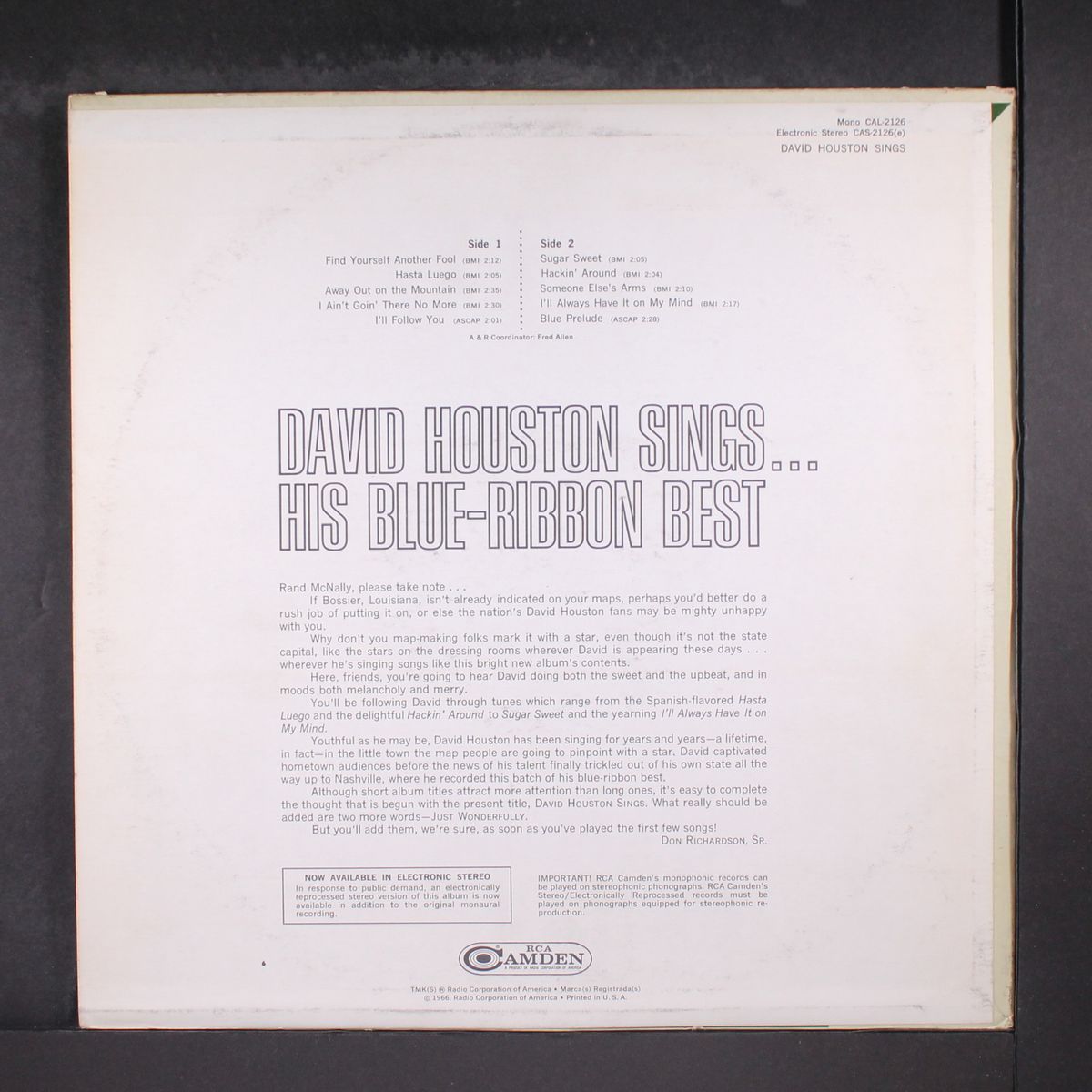 david houston sings by DAVID HOUSTON