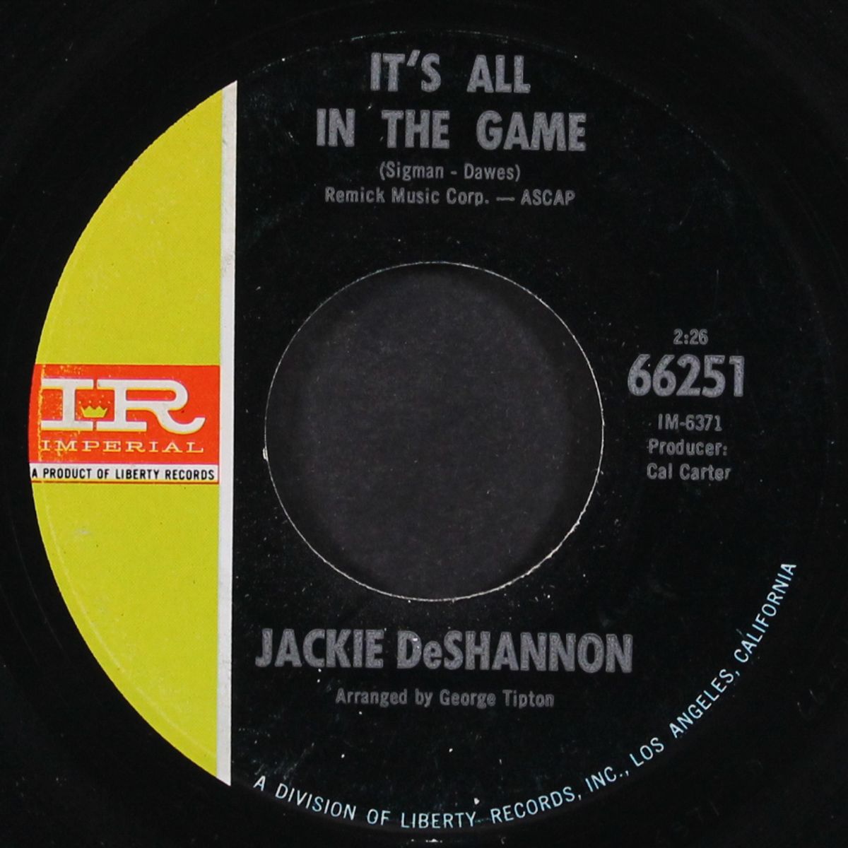 it's all in the game / changin' my mind by JACKIE DESHANNON