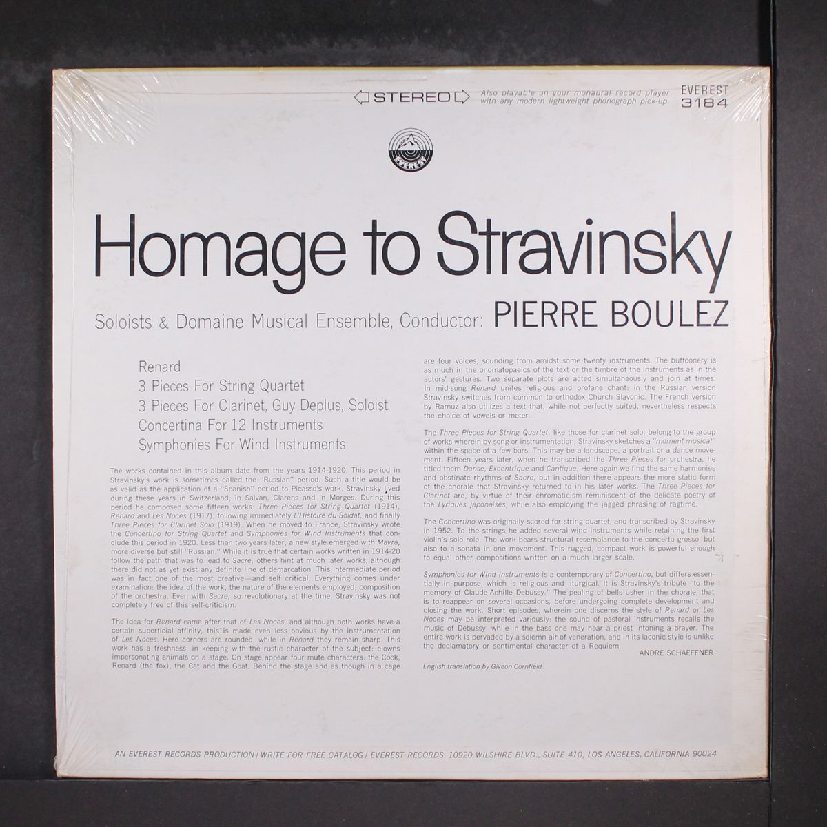 homage to stravinsky by PIERRE BOULEZ