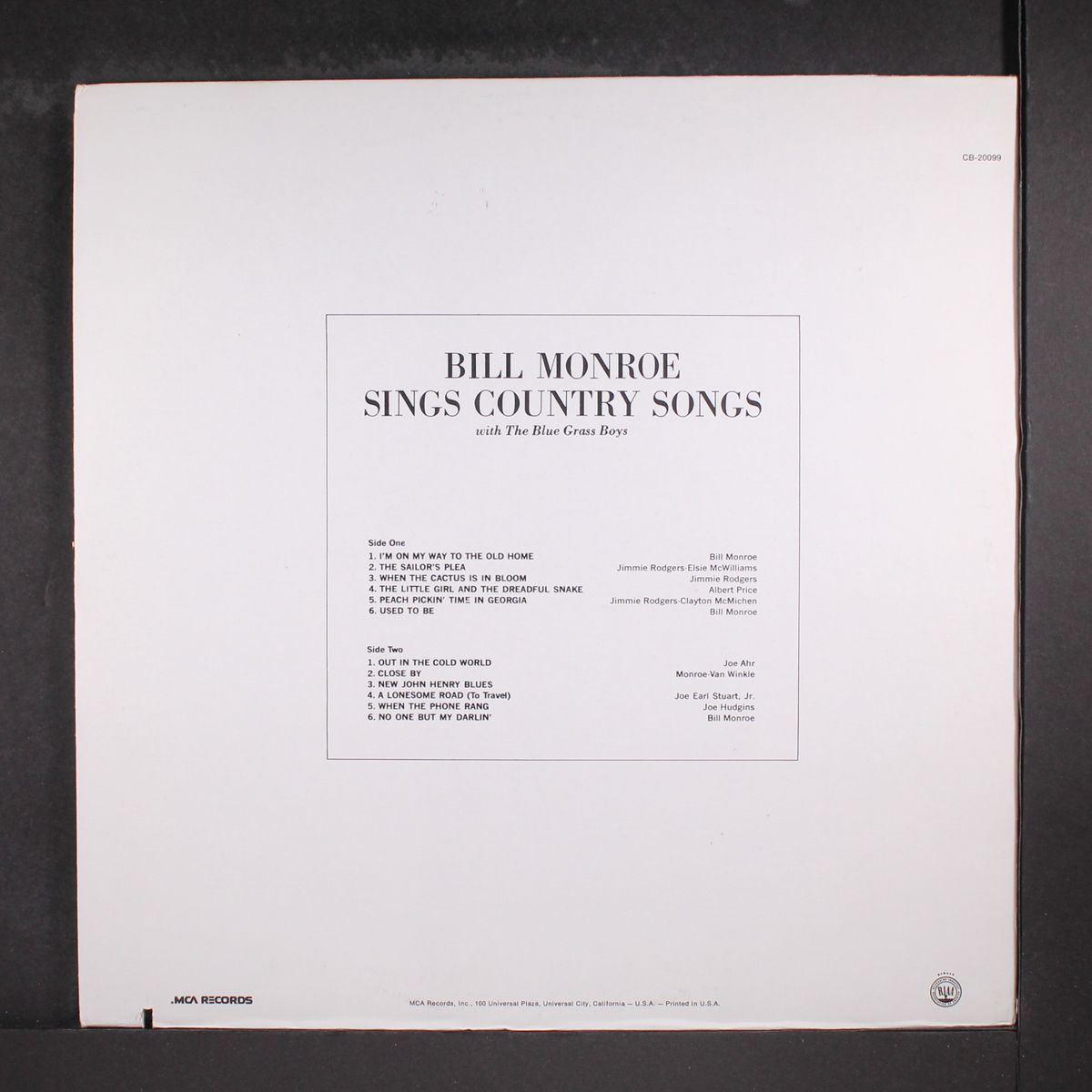 sings country songs by BILL MONROE