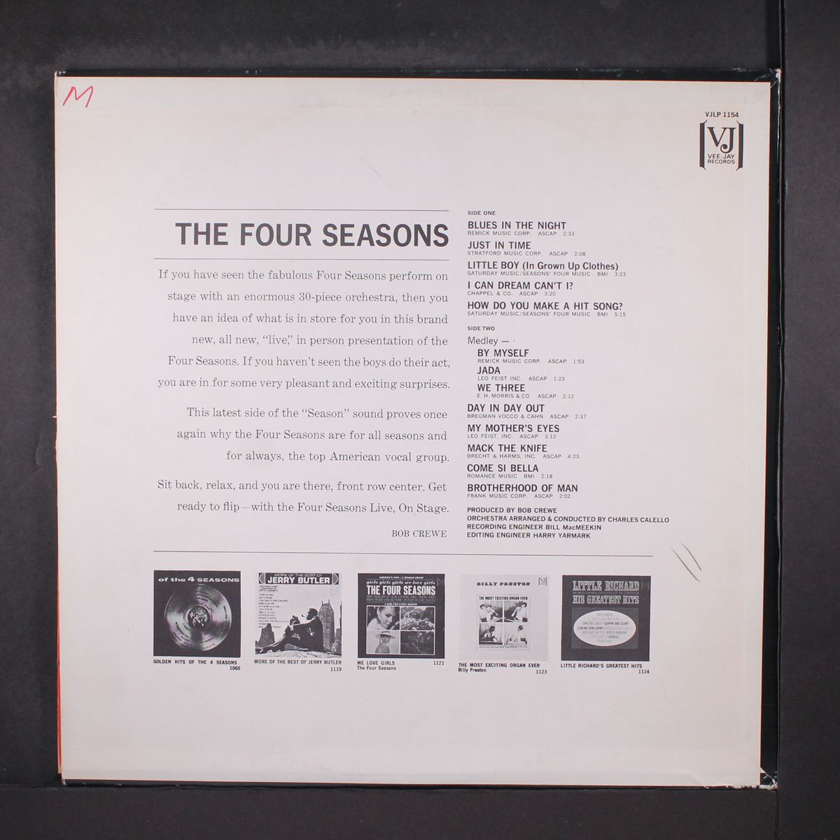 recorded live on stage by FOUR SEASONS