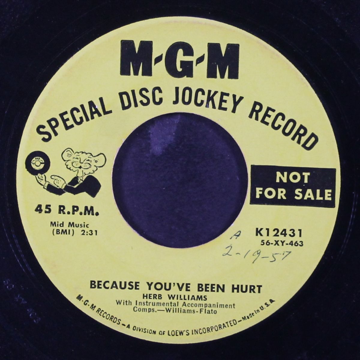because you've been hurt / alimony blues by HERB WILLIAMS