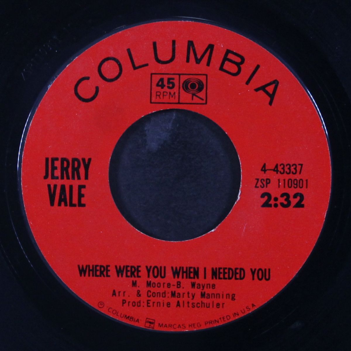 where were you when i needed you / i don't wanna go home by JERRY VALE