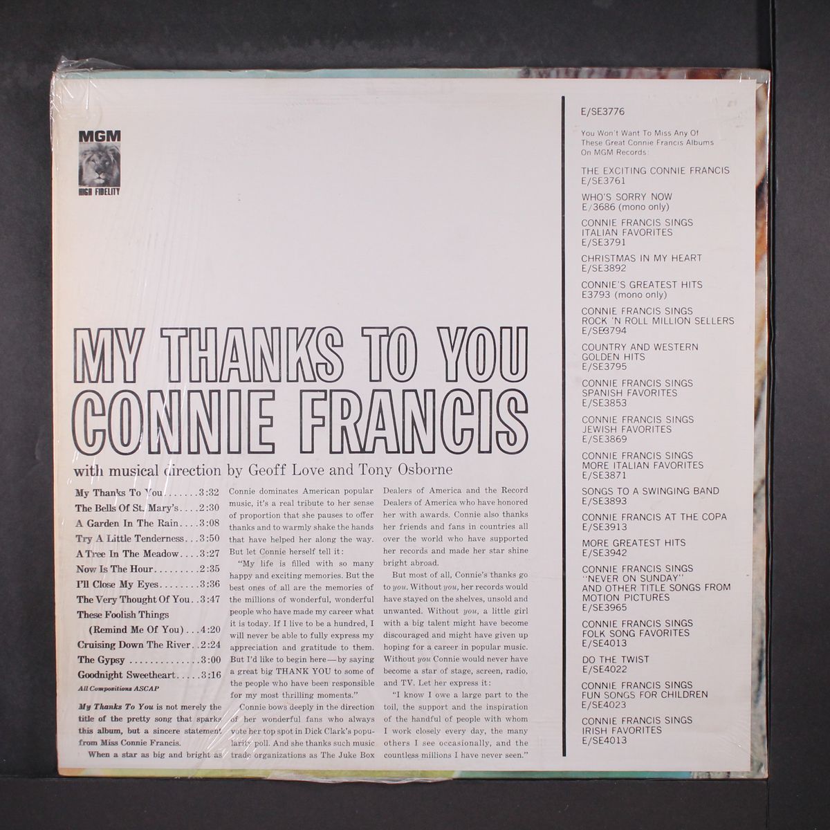 my thanks to you by CONNIE FRANCIS