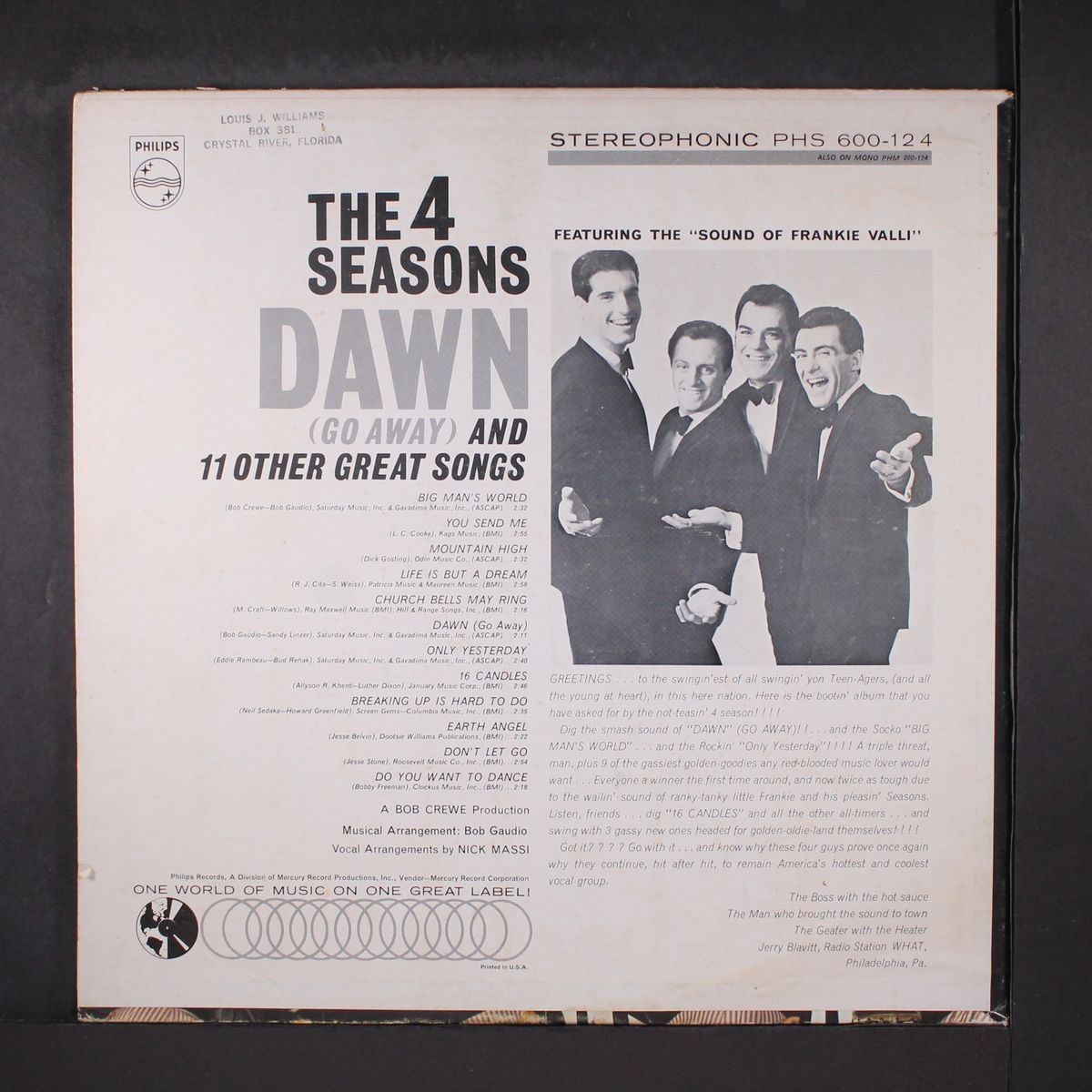dawn (go away) by FOUR SEASONS