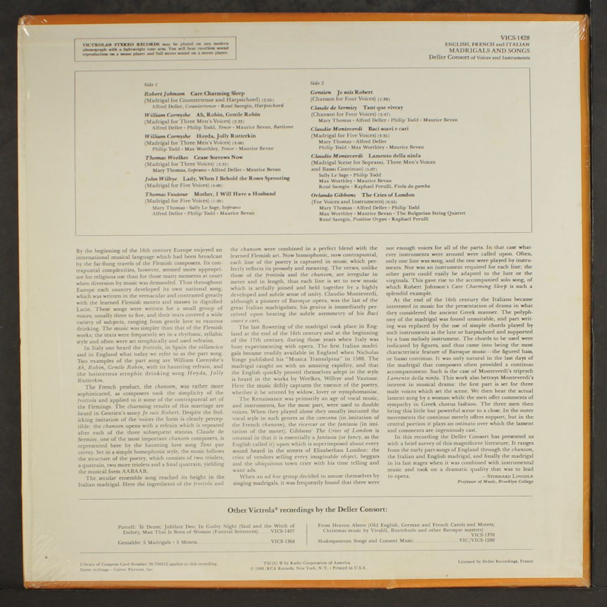 english, french & italian madrigals & songs by DELLER CONSORT